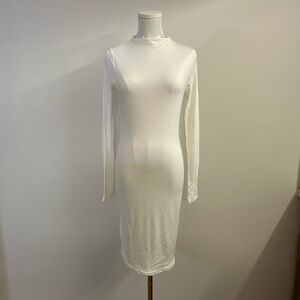 Naked Wardrobe Classic White Long Sleeve Dress